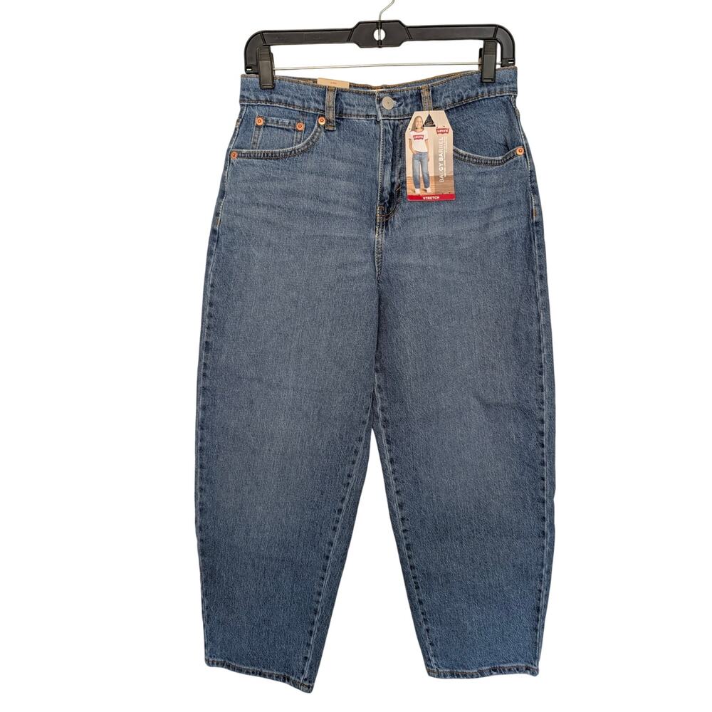 Levi's Girls Bottoms, Medium Wash High Rise Stretch Baggy Barrel Jeans, Sz 14